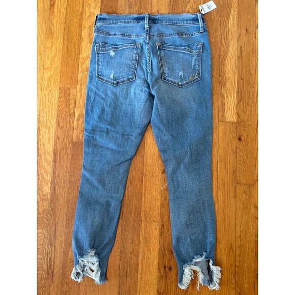 NWT Express Jeans Womens Size 4S Mid Rise Ankle Leggings Denim Distressed - Picture 4 of 8